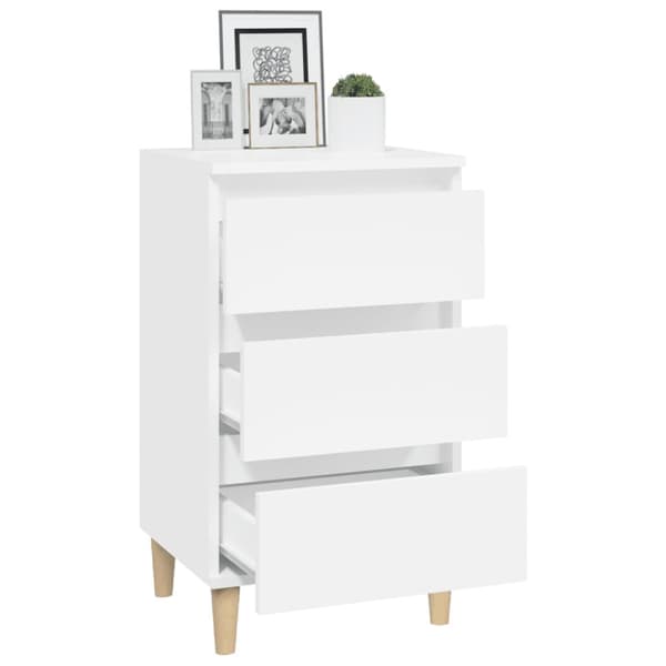 Sängbord vit 40x35x70 cm konstruerat trä
