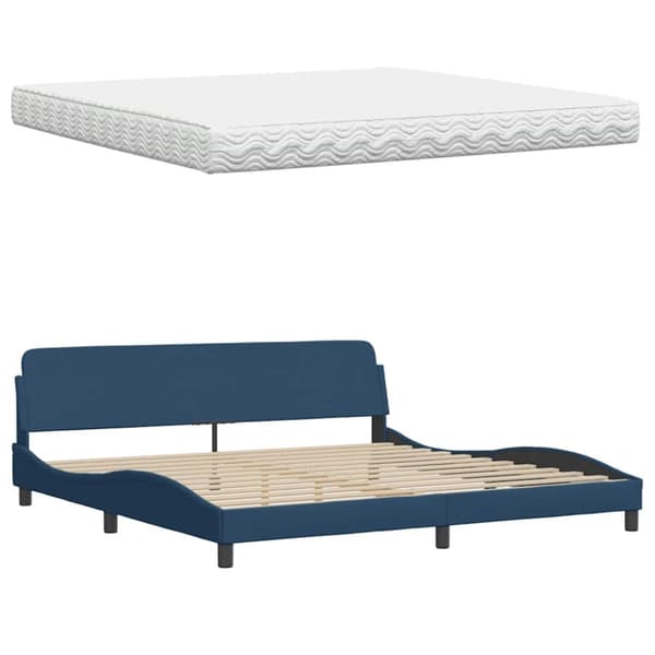 Bed with Mattress Blue 200x200 cm Fabric