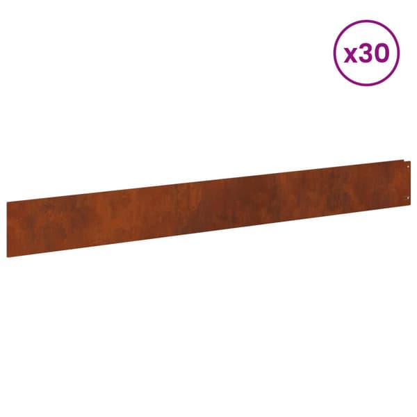 Kant för gräsmatta 30 pcs 100 x 12 cm Stål Rostig
