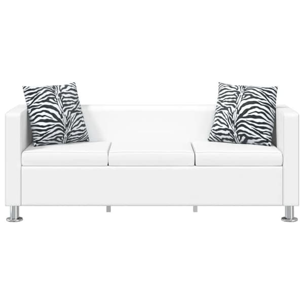 Soffa 3-sits konstläder vit