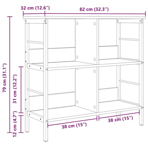 Hyllsystem Grå Sonoma 82 x 32 x 79 cm Konstruerat trä