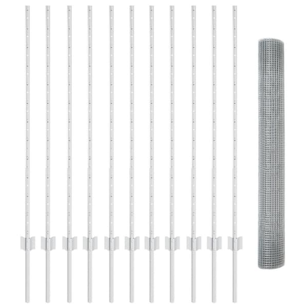 Stängsel med stolpe Silver 1,2 x 25 m Stål