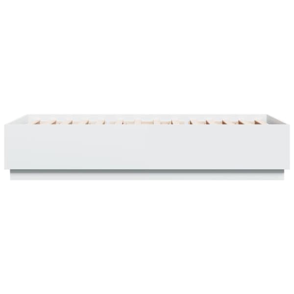 Sängram med LEDs vit 100x200 cm konstruerad trä