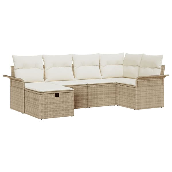 Trädgårdsoffset med kudde med lagring 6 pcs Poly rattan