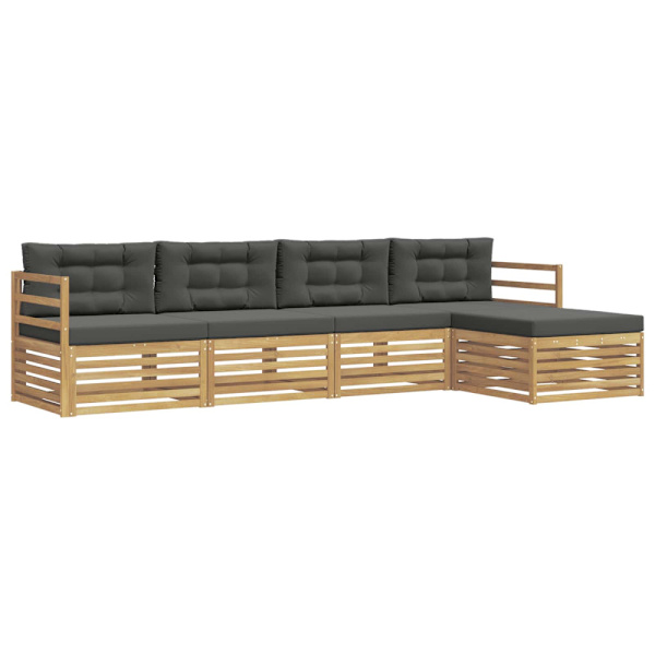 Utomhussoffset med kudde 5 pcs Vit och antracit Polyester