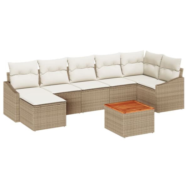 Trädgårdsoffset med kudde 8 pcs Beige konstrotting