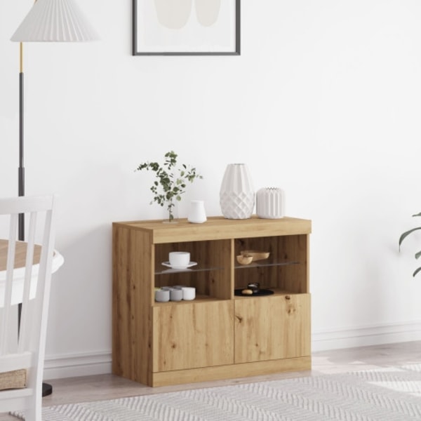 Sideboard med LED-lampor artisan Ek 81x37x67 cm