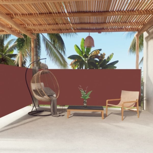 Infällbar sidomarkis brun 140x600 cm