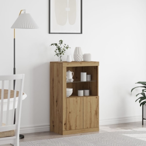 Sideboard med LED-lampor artisan ek 60,5x37x100 cm