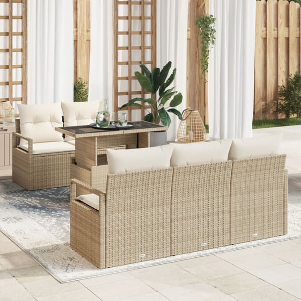 Trädgårdsoffset 6 st Beige Poly rattan
