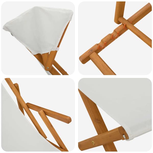 Deck Chair 4 st 3 Position Massiv Eukalyptus Trä Gräddvit