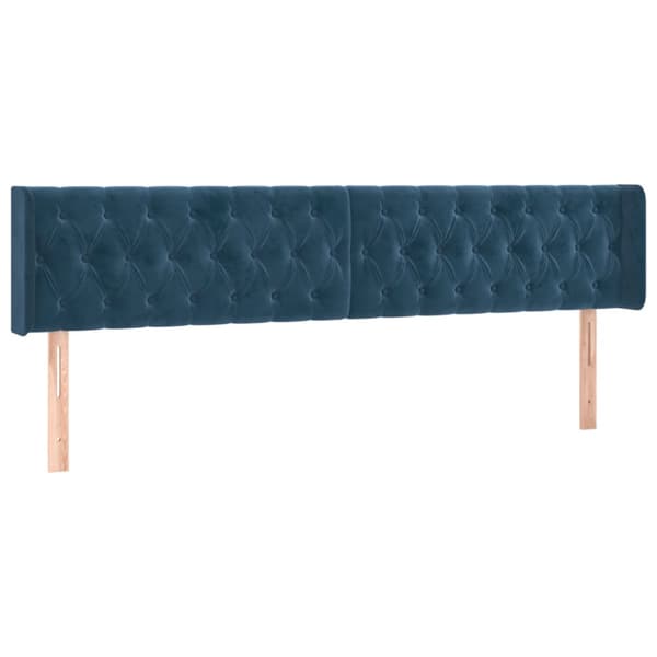 Sänggavel LED mörkblå 203x16x78/88 cm sammet