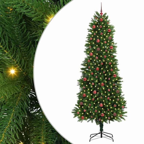 Julgran med LED-belysning Grön 240 cm PE