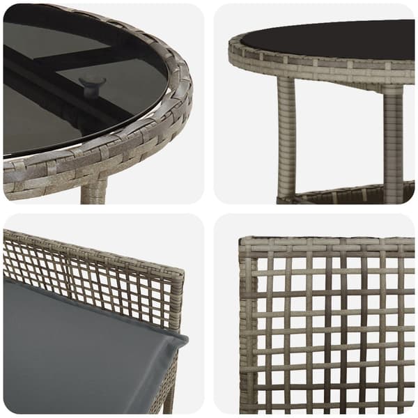 Trädgårdsmöbelset 3 pcs Grå konstrotting