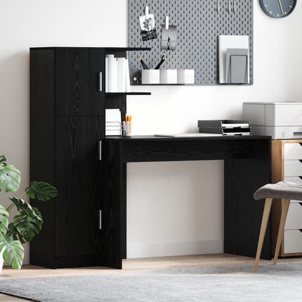 Skrivbord 2 pcs Svart Ek
