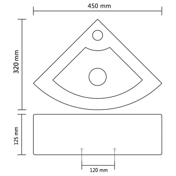Handfat med bräddavlopp 45x32x12,5 cm vit