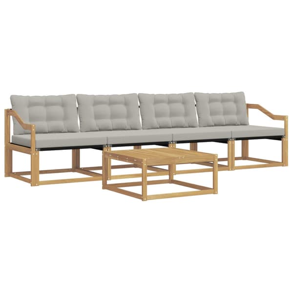 Utomhussoffset 5 pcs Vit och ljusgrå 79 x 79 x 37 cm