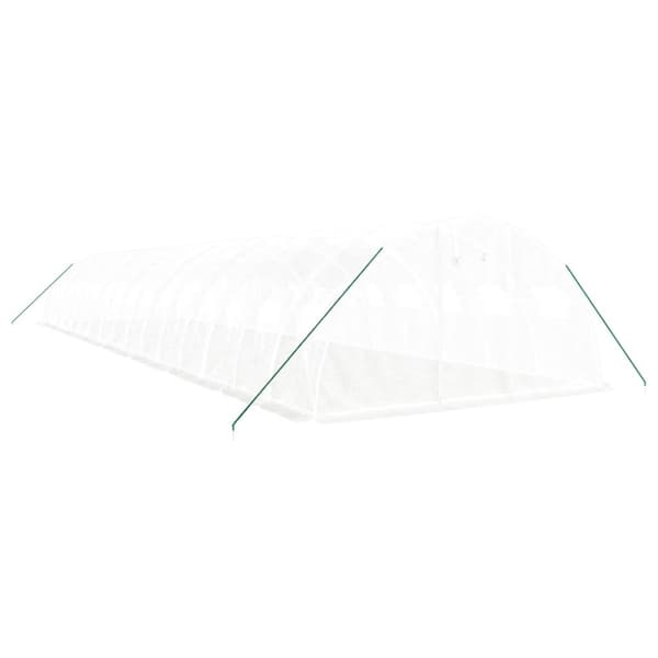 Växthus med stålram vit 64 m² 16x4x2 m