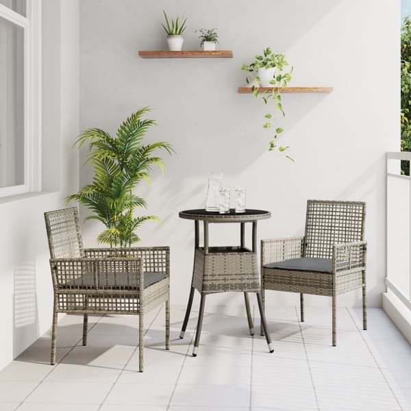 Trädgårdsmöbelset 3 pcs Grå konstrotting
