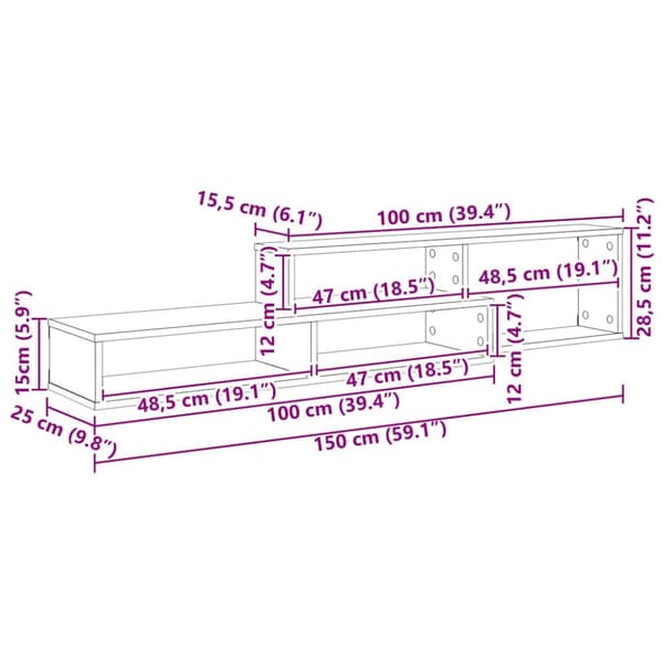 VäggTV-stativ 150x25x28,5cm Konstruerat trä
