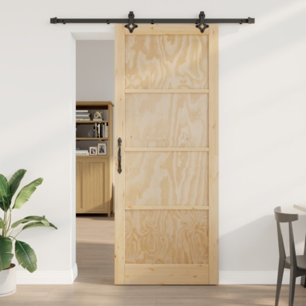 Skjutdörr med Beslag Set 93x232 cm Massivt Furu