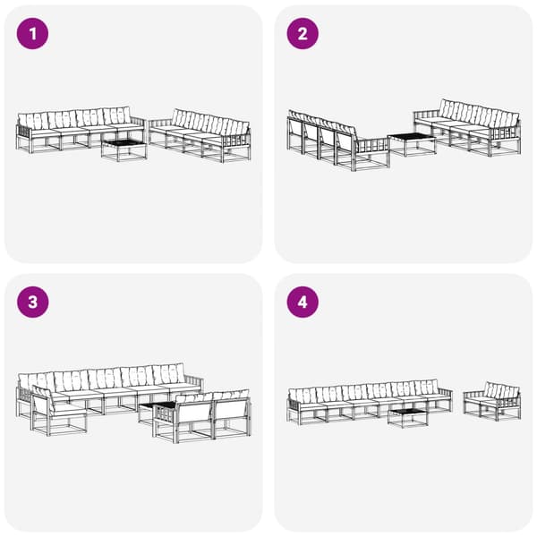 Utomhussoffset 9 pcs Vit och grädde 79 x 79 x 37 cm