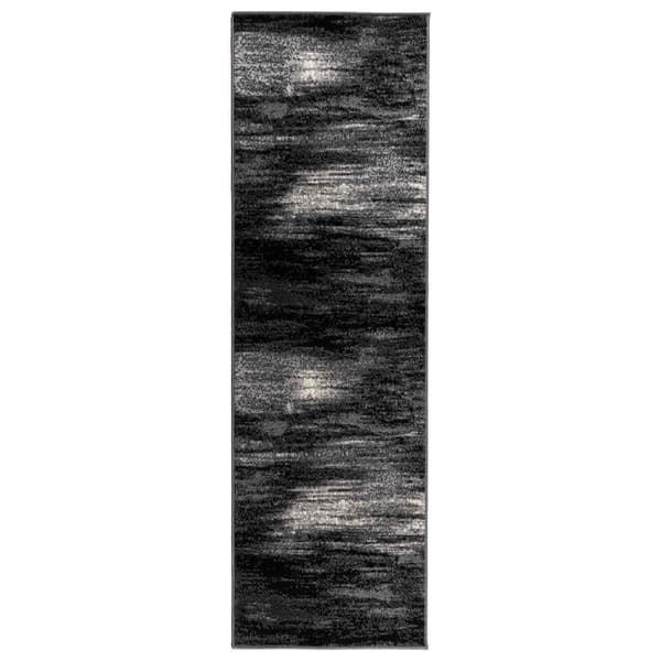 Runner-matta FLORNES Vävd Svart Penseldrag 80 x 300 cm PP 7 mm