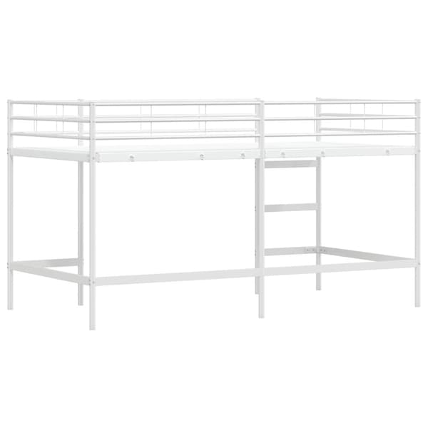 Barns loft sängram Vit 90 x 200 cm Stål