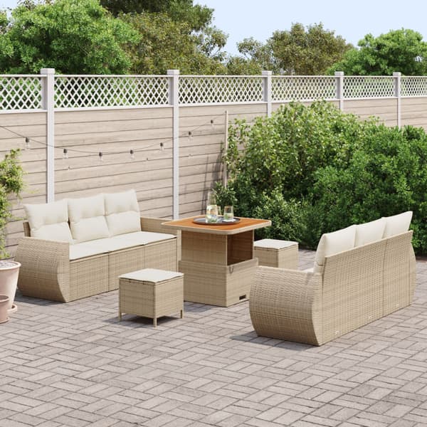 Trädgårdsoffset 9 pcs Beige och gräddfärgad konstrotting