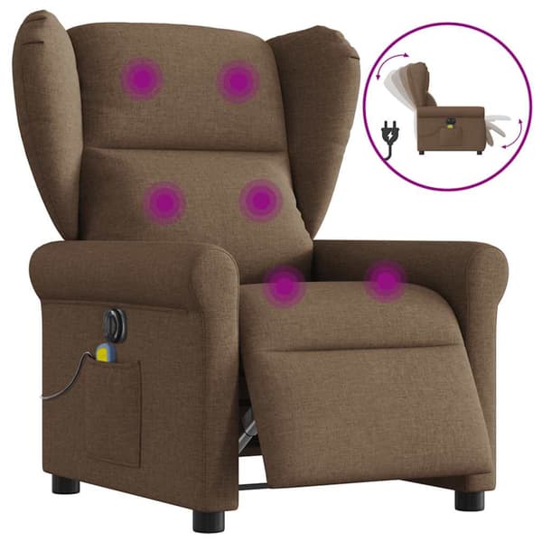 Elektrisk massagefåtölj brun tyg