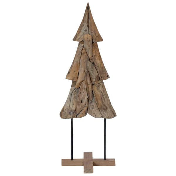 Julgran med stativ Brun 121 cm Massivt teakträ