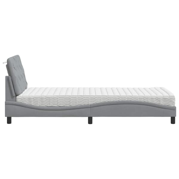 Bed with Mattress Light Grey 90x190 cm Fabric