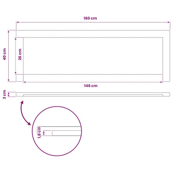 Rektangulärt Bordsskiva 90 x 50 x 3,5 cm Rektangulär Vit