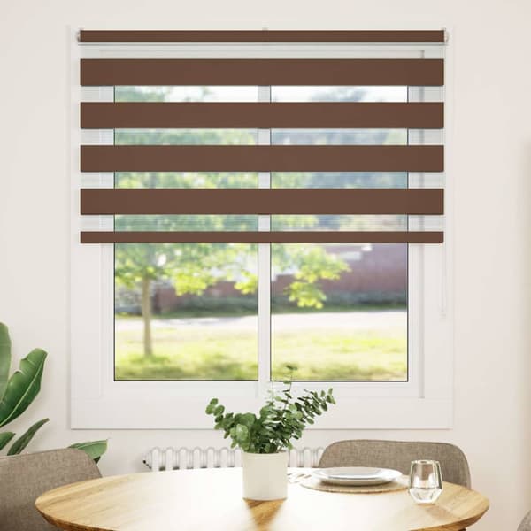 Rullgardin zebra brun 125x150 cm tyg bredd 120,9 cm polyester
