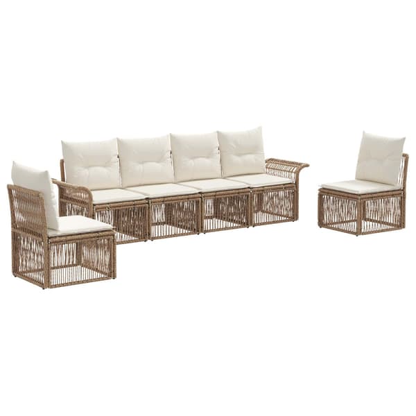 Trädgårdsoffset 6 pcs Beige konstrotting