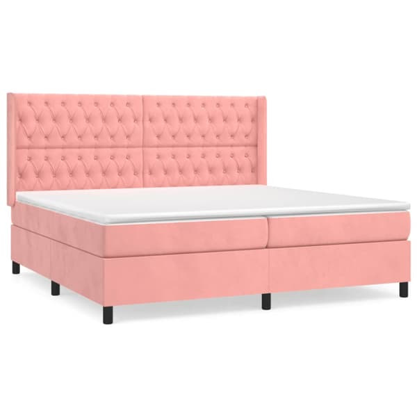 Ramsäng med madrass rosa 200x200 cm sammet