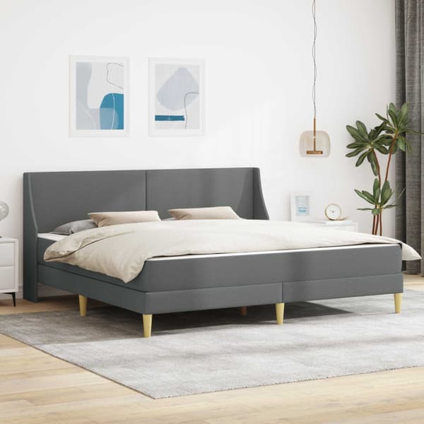 Sängram med madrass Mörkgrå 180 x 200 cm Polyester