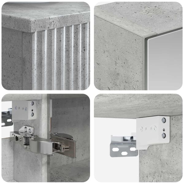 Badrumsmöbelset 5 st Betonggrå Konstruerat trä och glas