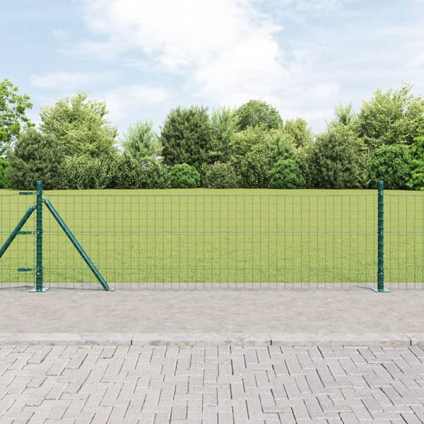 Stängselpost med betongbas 7 st Grön Pulverlackerat stål