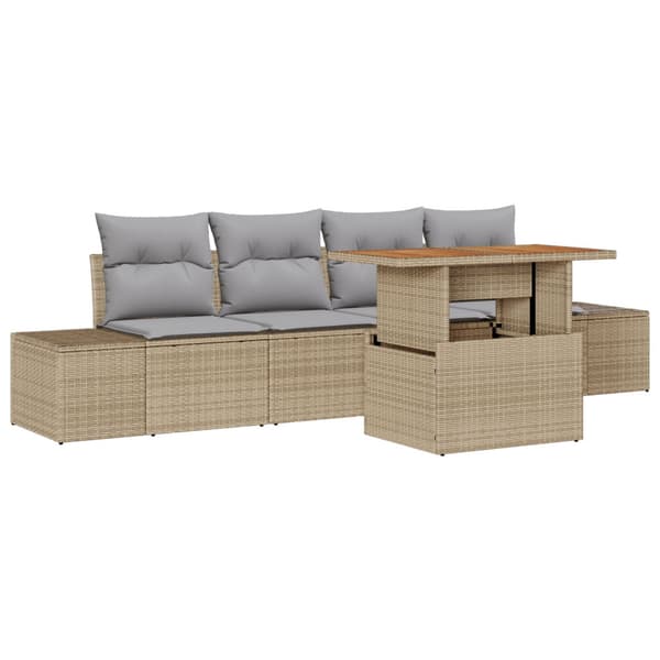 Trädgårdsoffset med lagring 5 pcs Beige Poly rattan