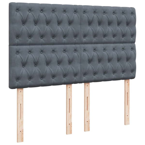 Ottoman sängram med madrasser mörkgrå 140x200 cm sammet