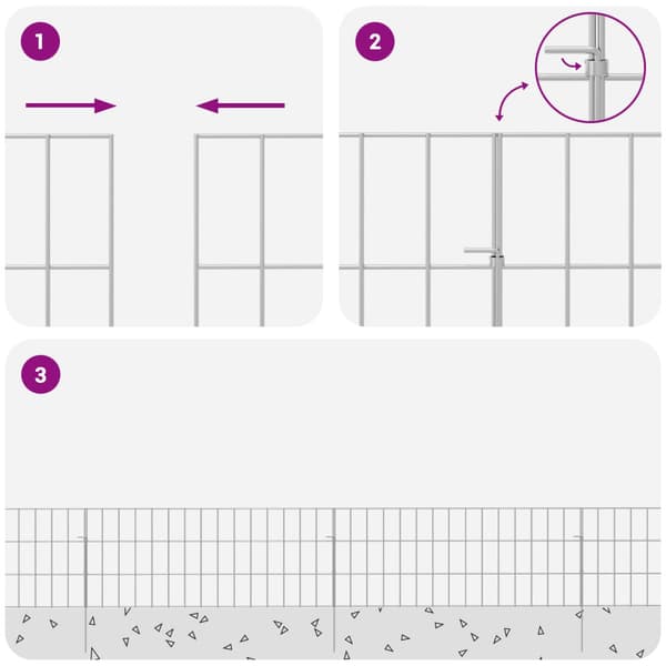Trädgårdsstängsel med pålar 12 pcs 75 x 30 cm Mesh Silver