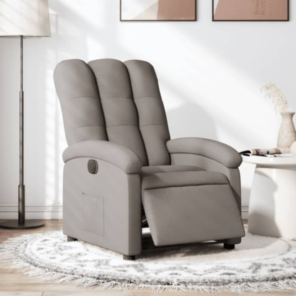 Elektrisk reclinerfåtölj taupe tyg