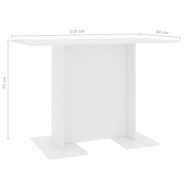 Matbord vit 110x60x75 cm konstruerat trä
