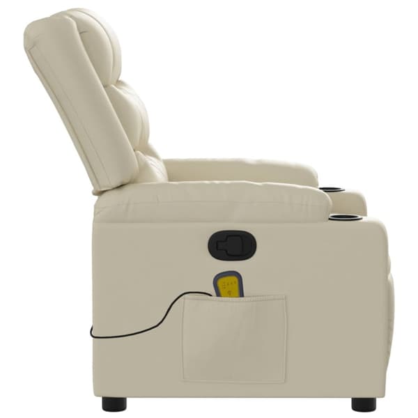 Massagefåtölj gräddvit konstläder