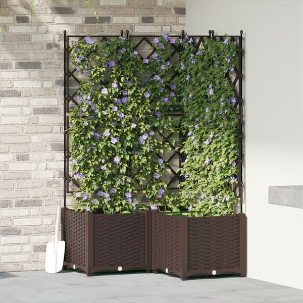 Trädgårdsplanterare 3 st Brun 80 x 80 x 143 cm PP