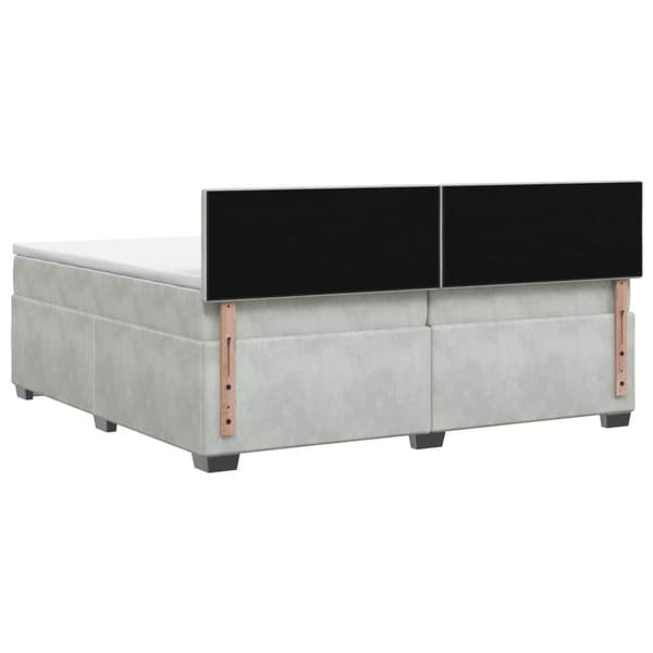 Boxspring säng med madrass och LED Ljusgrå 200 x 200 cm Sammet