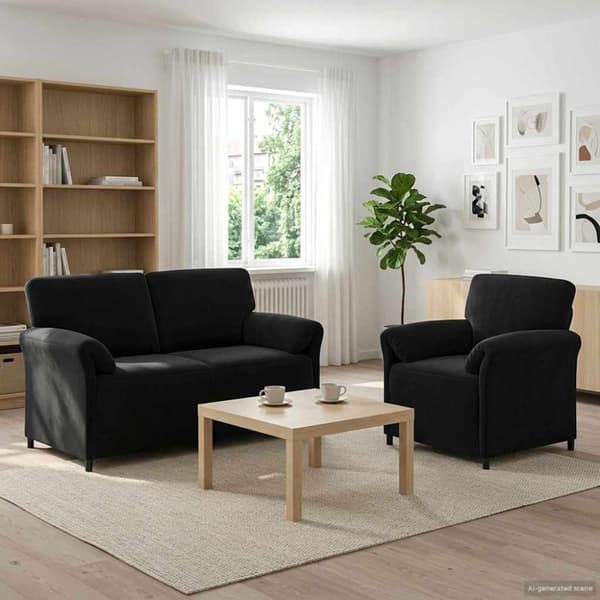 Soffset 2 st Svart Sammet