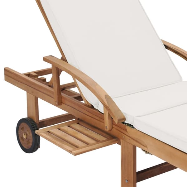 Solsängar med dynor 2 st massiv teak gräddvit