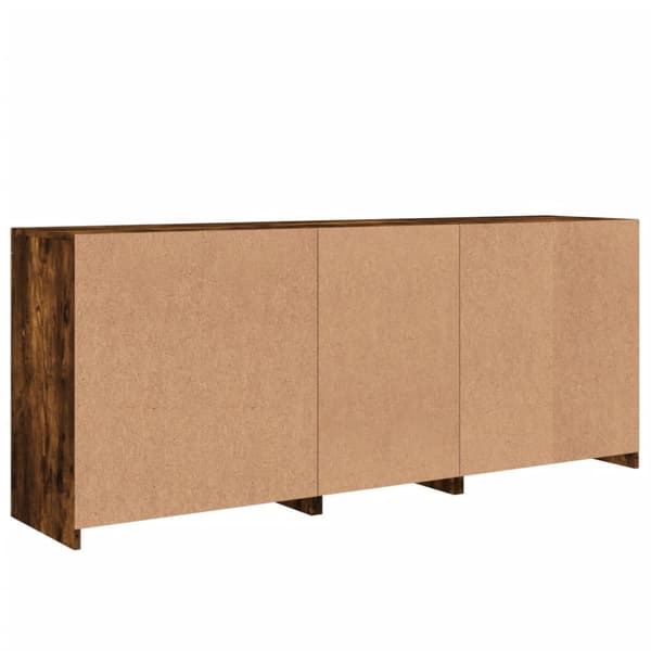 Skänk med LED-belysning rökfärgad ek 181,5x37x67 cm